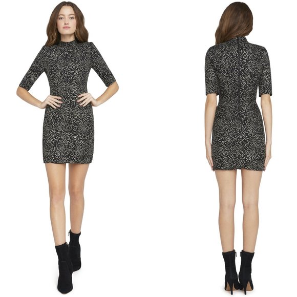 NWT ALICE + OLIVIA INKA METALLIC MOCKNECK MINI DRESS 0 - Picture 7 of 9